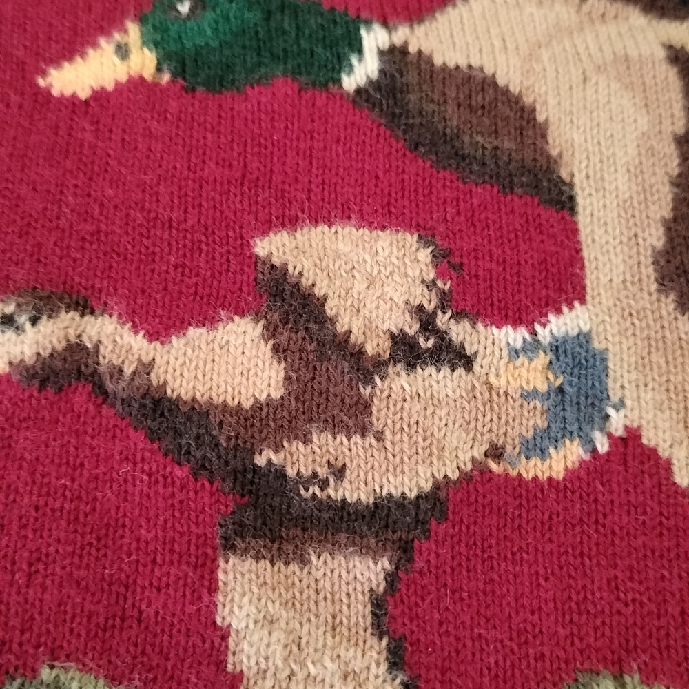 VTG Lauren Ralph Lauren Duck Hunter Intarsia Sweater Red cotton Medium - Picture 10 of 16